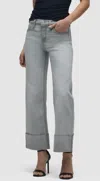 Hudson Rosie Cuff High-rise Wide Leg Ankle Jean In Washed Slate In Gray