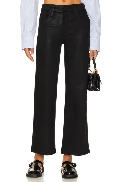 Hudson Rosie High Rise Wide Leg Ankle Jeans In Coated Black