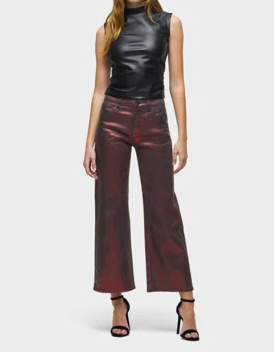 Hudson Rosie High-rise Wide Leg Jeans In Port Glitter Foil In Burgundy