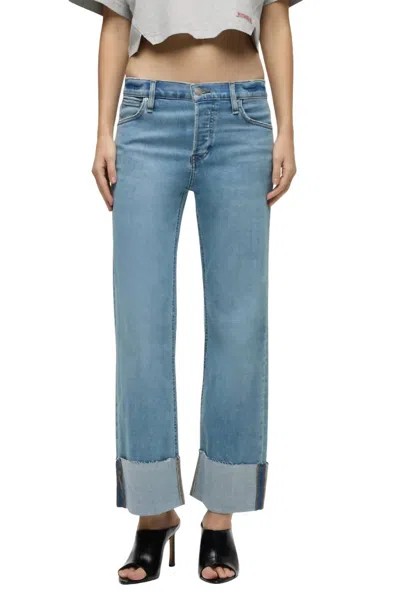 Hudson Rosie Mid-rise Wide Leg Jean With Cuff In Oak In Brown