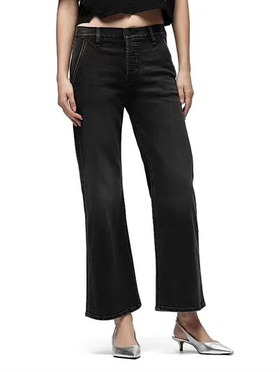 Hudson Rosie Trouser High Rise Wide Leg Ankle Jeans In Smokey In Black