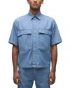 Hudson Jeans Herringbone Stripe Short Sleeve Denim Utility Shirt In Herringbone