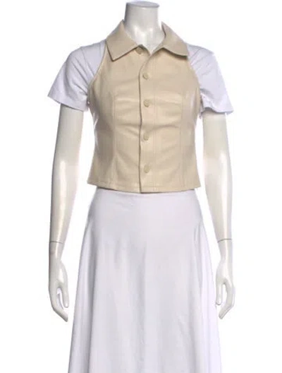 Pre-owned Hudson Short Sleeve Button-up Top In Neutrals