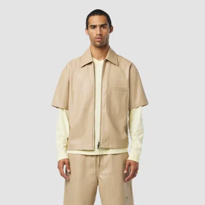 Hudson Short Sleeve Zip Shirt In Brown