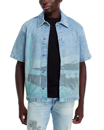 HUDSON SPRING BREAK SHORT SLEEVE BUTTON FRONT DENIM SHIRT
