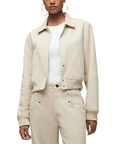 Hudson Suede Bomber Jacket In Oxford Tan