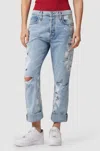 Hudson Thalia 90's Loose Fit Ankle With Rolled Hem Jean In Pigment Explotion In Blue