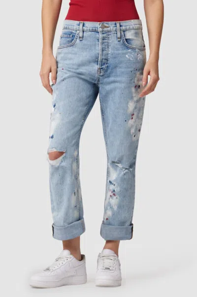 Hudson Thalia 90's Loose Fit Ankle With Rolled Hem Jean In Pigment Explotion In Blue