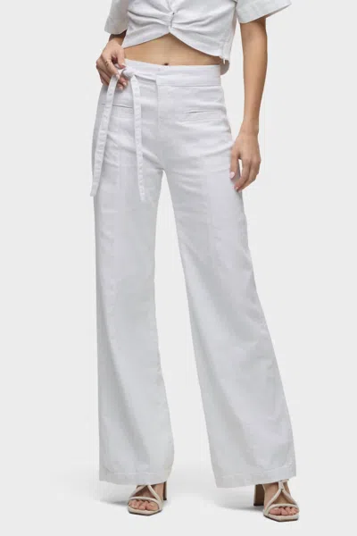Hudson Tie Waist Pin Tucked Trouser Pants In White