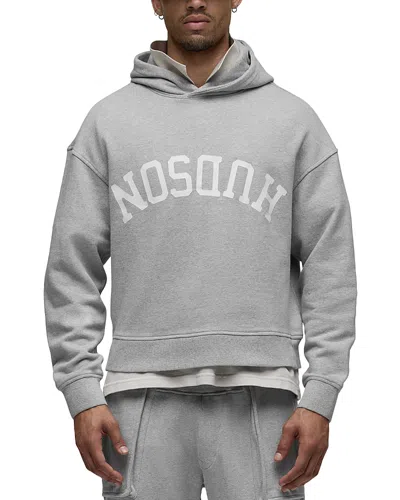 Hudson Upside Down Logo Cotton Blend Hoodie In Gray