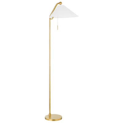 Hudson Valley Aisa 65" High Linen And Aged Brass Floor Lamp
