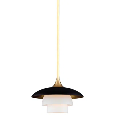 Hudson Valley Barron 8" Wide Modern Aged Brass And Black Mini-pendant