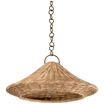 Hudson Valley Baychester 22" Bronze And Rattan Modern Cone Pendant