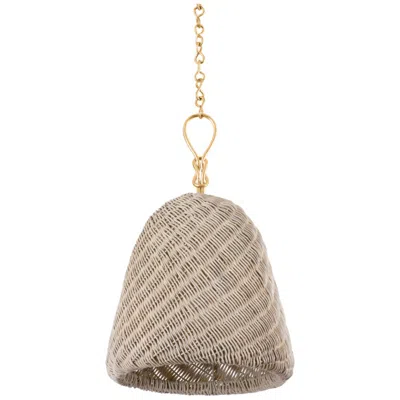 Hudson Valley Becki Owens Reina 14" Gold And Natural Rattan Pendant