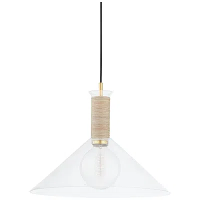 Hudson Valley Besa 16" Wide Modern Brass And Clear Glass Cone Pendant