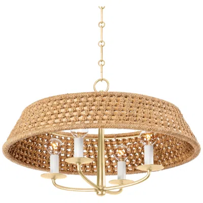 Hudson Valley Bradley 22" Wide Vintage Gold Leaf 4 Light Chandelier