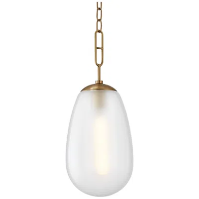 Hudson Valley Bruckner 8.8" Wide Aged Brass Frosted Glass Pendant