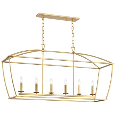 Hudson Valley Bryant 48 1/4" Gold Leaf 6-light Island Pendant Light