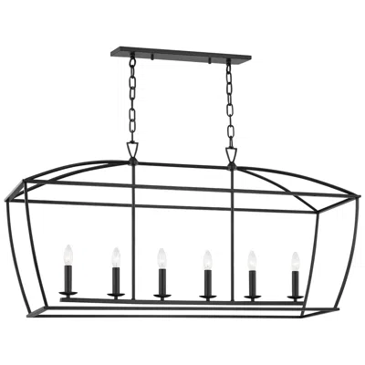 Hudson Valley Bryant 48 1/4" Wide Aged Iron 6-light Island Pendant Light