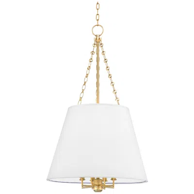 Hudson Valley Burdett 22" Aged Brass White Silk Modern Pendant Light