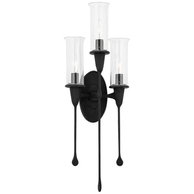 Hudson Valley Chisel 27 1/2"h Black Iron 3-light Wall Sconce