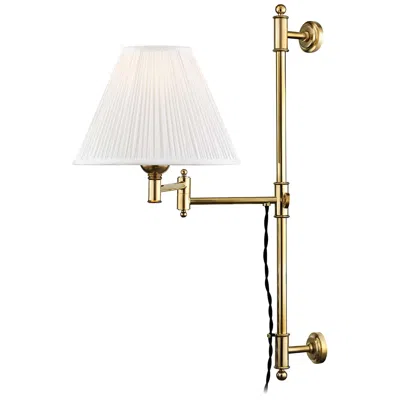 Hudson Valley Classic No.1 Aged Brass Plug-in Swing Arm Wall Lamp