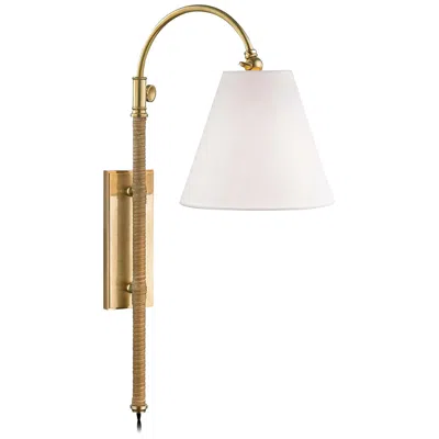 Hudson Valley Curves No.1 Aged Brass Adjustable Plug-in Wall Lamp In Multi