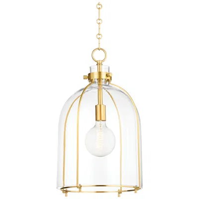 Hudson Valley Eldridge 14" Wide Brass And Glass Cage Pendant Light
