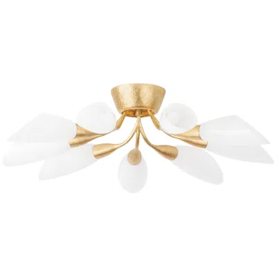 Hudson Valley Enfield Semi Flush 30.75 Inch In Vintage Gold Leaf