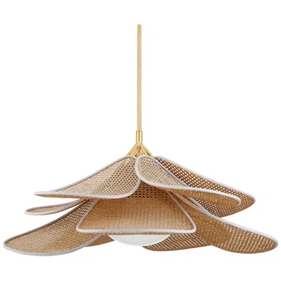 Hudson Valley Florina 44"w Aged Brass Rattan Pendant Light