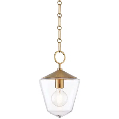 Hudson Valley Greene 8" Wide Aged Brass Mini Pendant