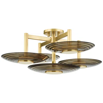 Hudson Valley Griston 28" Wide Aged Brass 5 Light Led Semi Flush