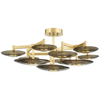 Hudson Valley Griston 44" Wide Aged Brass 9 Light Led Semi Flush