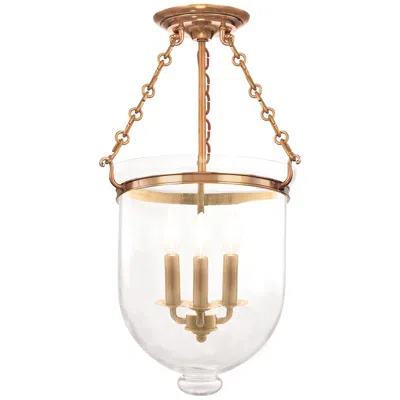 Hudson Valley Hampton 12" Wide Aged Brass 3 Light Semi Flush