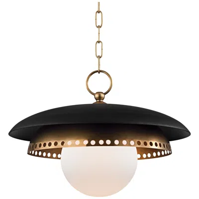 Hudson Valley Herikimer 17 1/2" Wide Aged Brass And Black Pendant Light