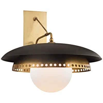 Hudson Valley Herkimer 17"h Aged Brass With Black Wall Sconce