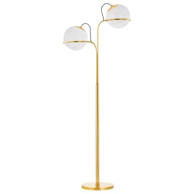 Hudson Valley Hingham 68" High Aged Brass White Globes Floor Lamp