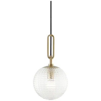 Hudson Valley Jewett 8" Wide Aged Brass Clear Glass Mini Pendant