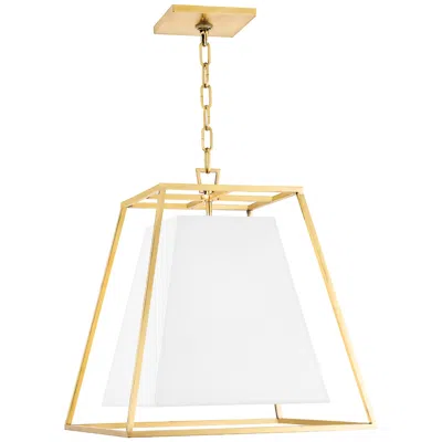 Hudson Valley Kyle 4 Light Pendant W/white Shade Aged Brass