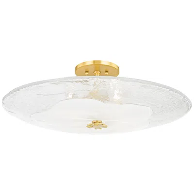 Hudson Valley Lago 3 Light Large Flush Mount Ag Brass