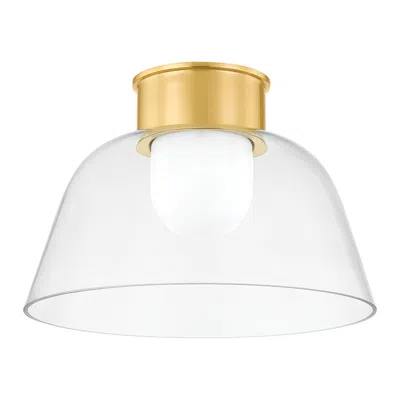 Hudson Valley Lakeside Flush Mount 14 Inch In Aged Brass