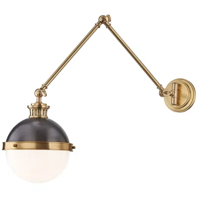 Hudson Valley Latham Aged Brass And Distressed Bronze Swing Arm Wall Lamp