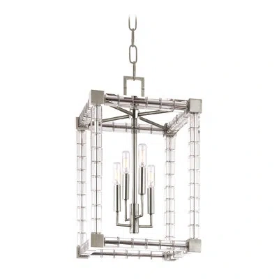 Hudson Valley Lighting Alpine 4 - Light Candle Style Rectangle / Square Chandelier In Polished Nickel