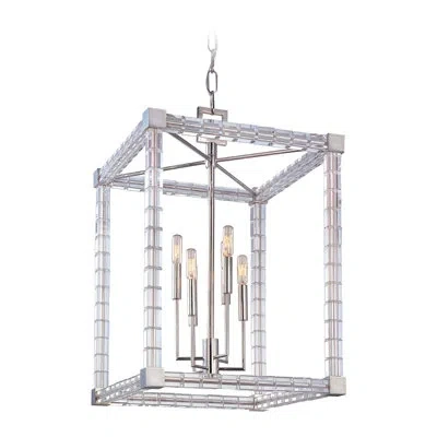 Hudson Valley Lighting Alpine 6 - Light Candle Style Rectangle / Square Chandelier In Polished Nickel