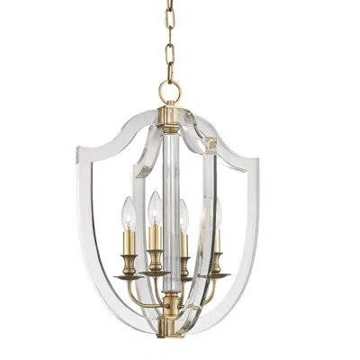 Hudson Valley Lighting Arietta 4 - Light Unique / Statement Geometric Chandelier In Aged Brass