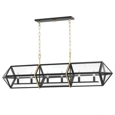 Hudson Valley Lighting Bedford Hills - 6 Light Island Light - Aged Brass/black Finish In Aged Brass,black