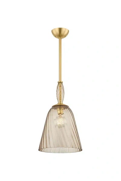 Hudson Valley Lighting Bleecker Ribbed Artisan Glass Pendant In Gold