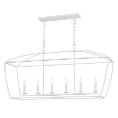 Hudson Valley Lighting Bryant 6 - Light Kitchen Island Linear Pendant In White Plaster