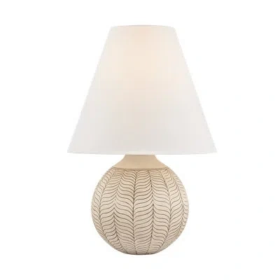 Hudson Valley Lighting Capers Table Lamp In Aged Brass And Ceramic Ivory Petal By Cortney Bishop In Tan