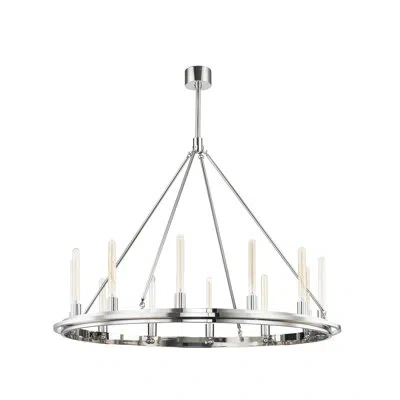 Hudson Valley Lighting Chambers 12 - Light Candle Style Wagon Wheel Chandelier In Polished Nickel